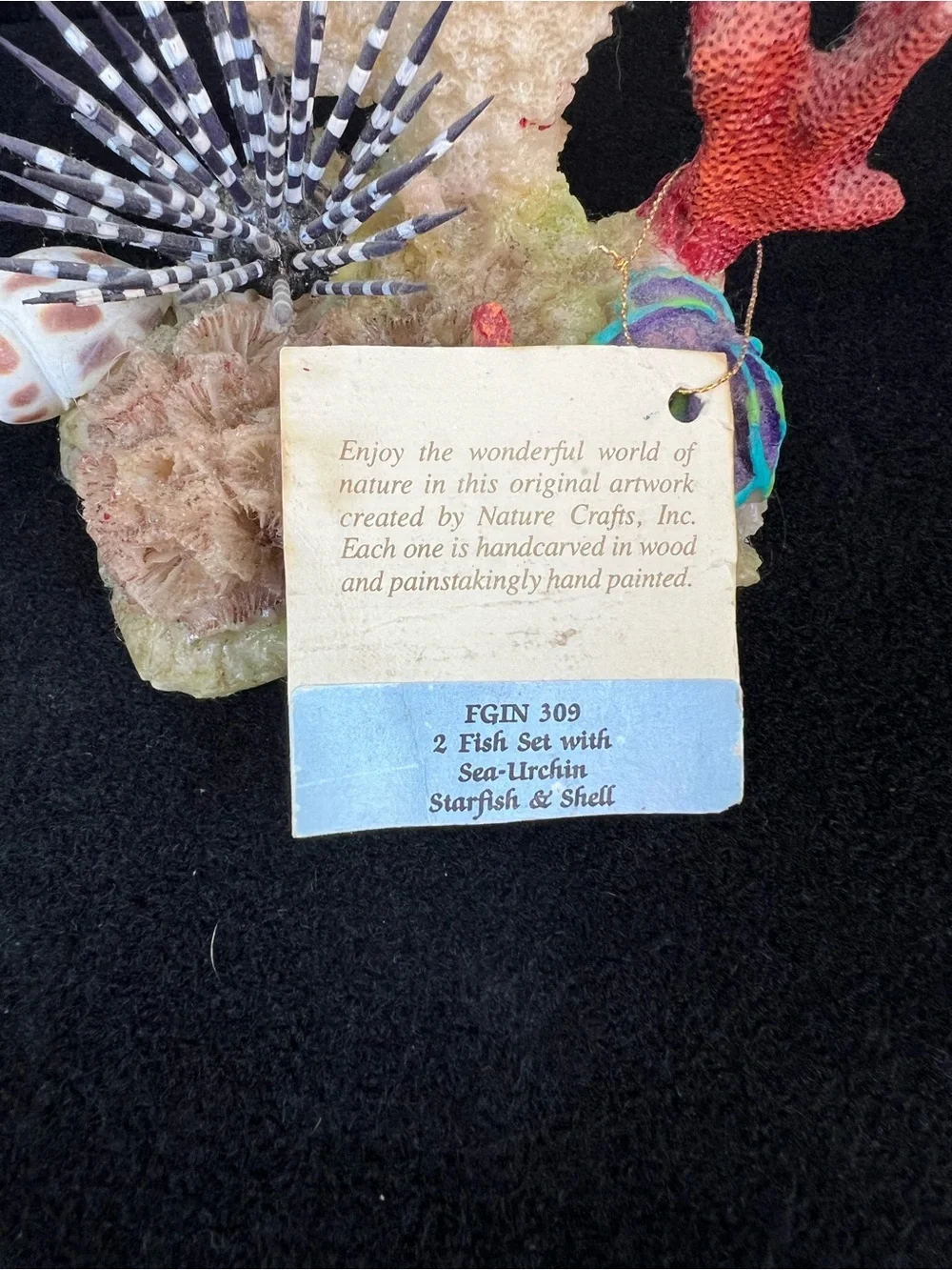 Nature Crafts, Inc. Two Fish set with Sea-Urchin, starfish and shell. FGIN 309